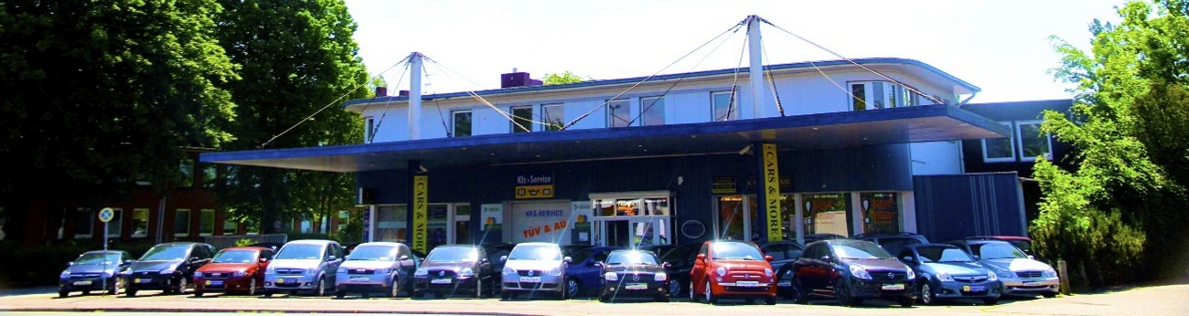 Historische Panoramaaufnahme des Autohauses Cars & More in der Bismarckstraße